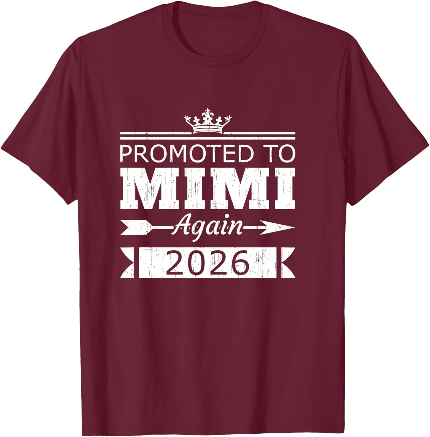 Promoted to Mimi Again 2026 Grandma Reveal Vintage T-Shirt - T-Shirt | Maroon