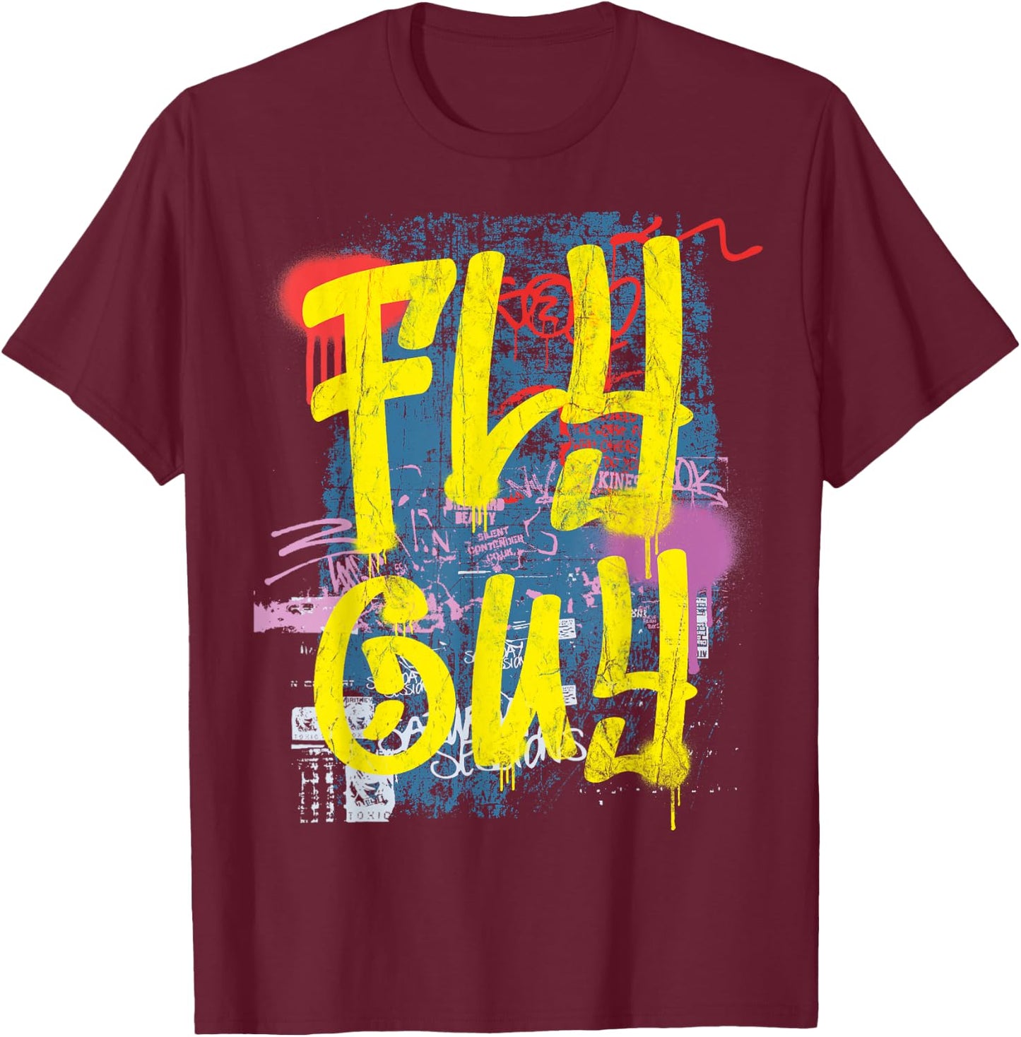 Fly Guy 80s 90s Rap B-Boy Old School Hip Hop Graffiti T-Shirt - T-Shirt | Maroon