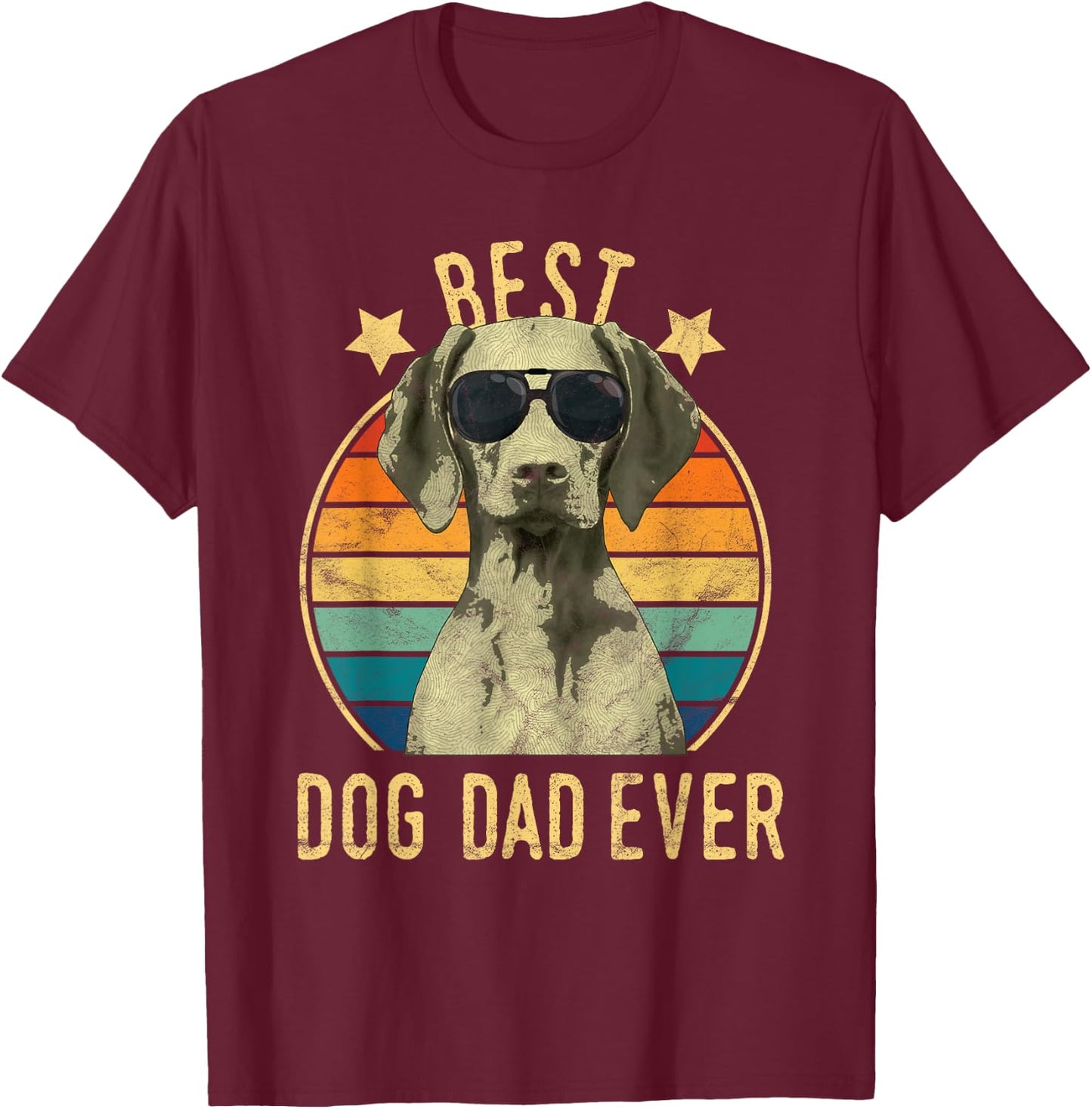 Best Dog Dad Ever Vizsla Father's Day Gift T-Shirt - T-Shirt | Maroon