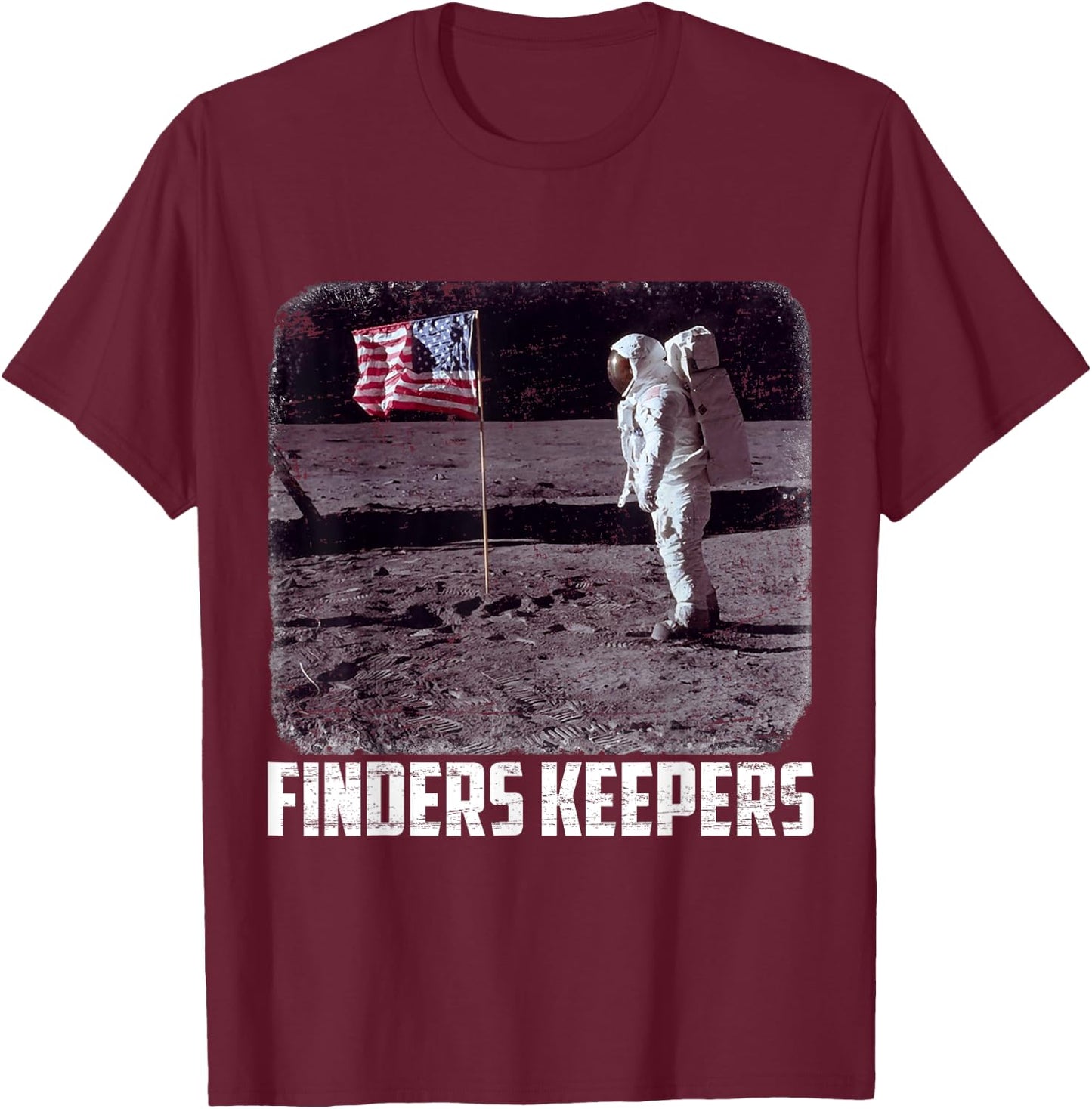 Finders Keepers Moon Landing 50th Anniversary American T-Shirt - T-Shirt | Maroon