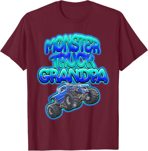 Monster Truck Grandpa Cool Blue Graffiti Style T-Shirt - T-Shirt | Maroon
