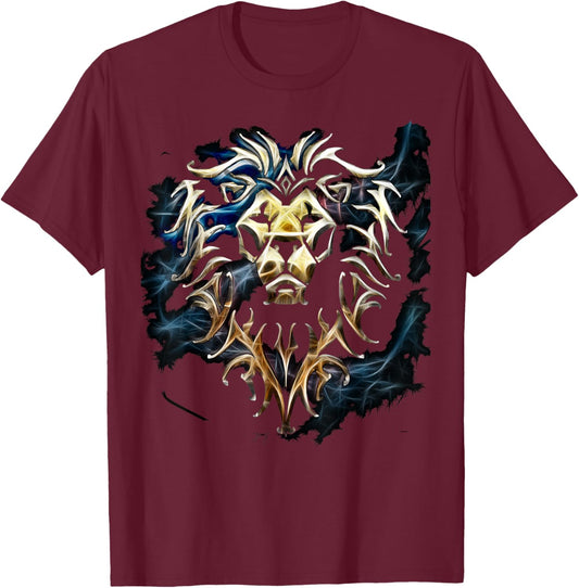 Warcraft Logo Alliance Saturated Majestic Fantasy Gamer T-Shirt - T-Shirt | Maroon
