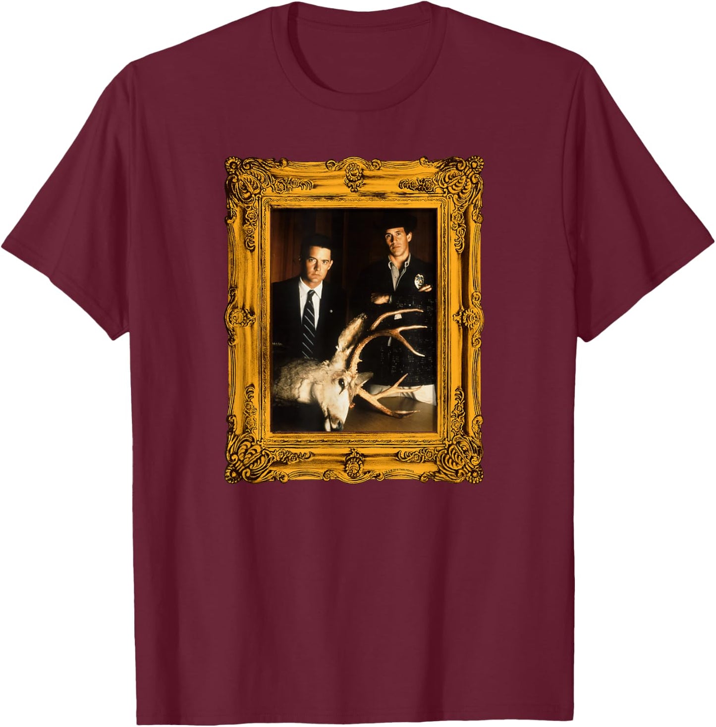 Twin Peaks Agent Cooper Sheriff Truman Photo Graphic T-Shirt - T-Shirt | Maroon