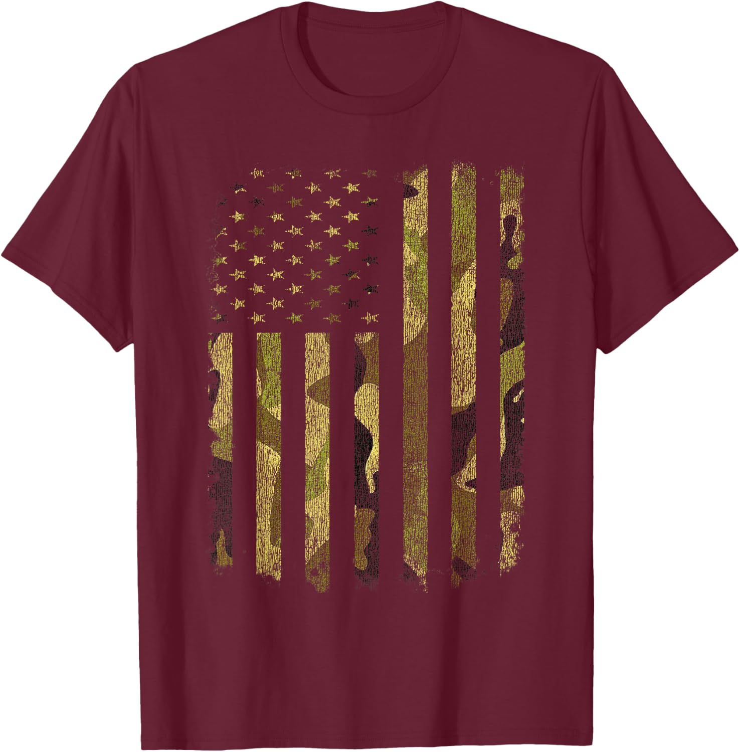 USA Flag Camo Camouflage Military DD-214 Discharge DD214 Men T-Shirt - T-Shirt | Maroon