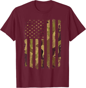 USA Flag Camo Camouflage Military DD-214 Discharge DD214 Men T-Shirt - T-Shirt | Maroon