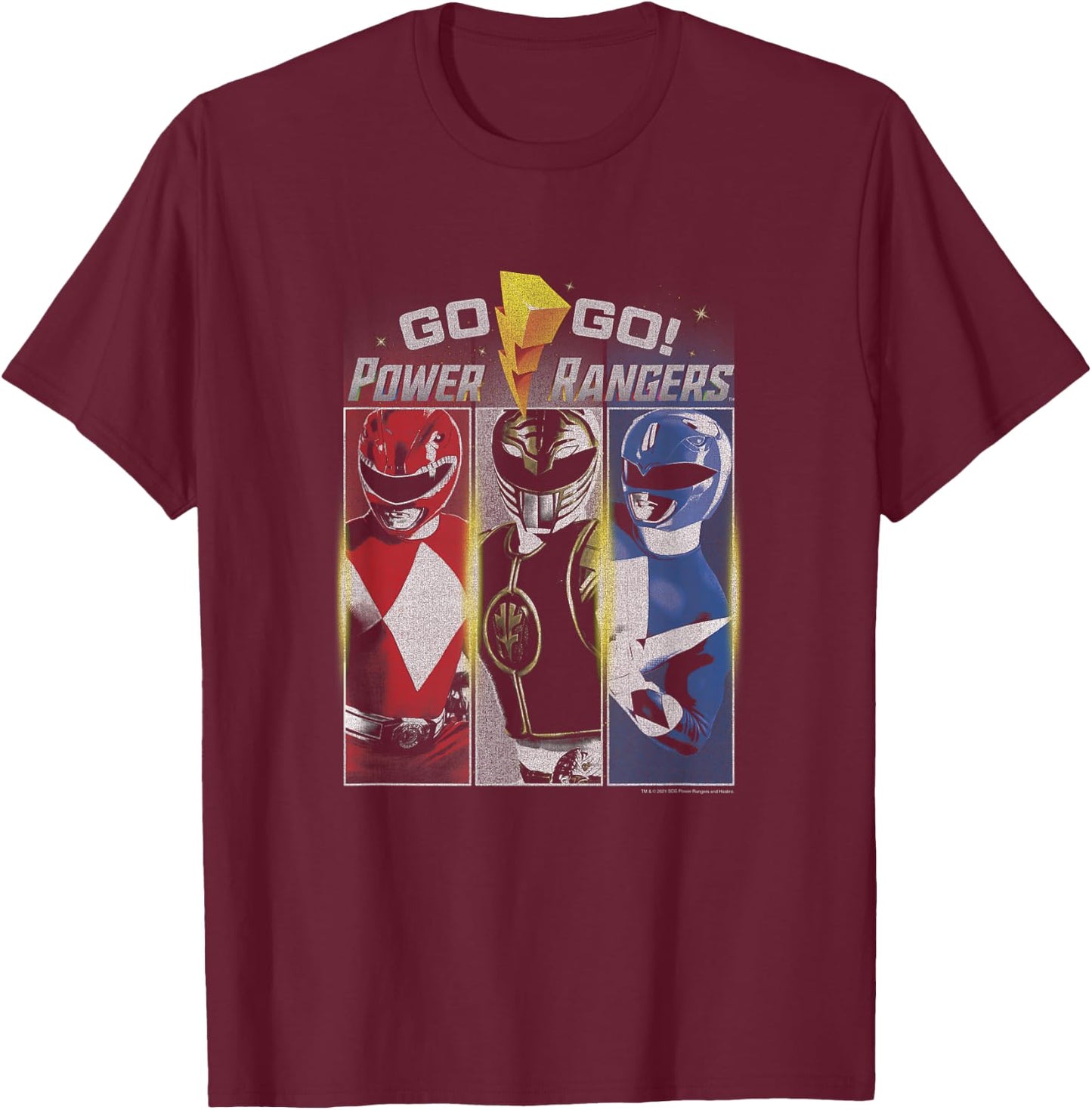 Power Rangers Red White & Blue Ranger Americana Panels T-Shirt - T-Shirt | Maroon
