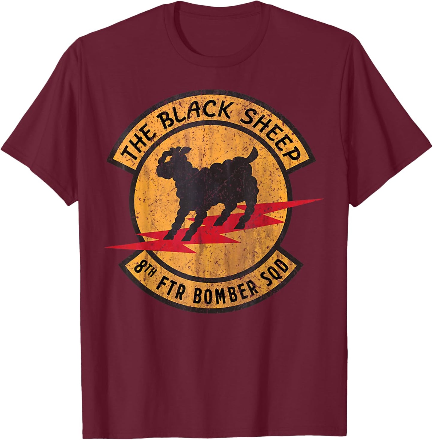 Vintage Black Sheep 8th FTR Bomber Squadron T-Shirt - T-Shirt | Maroon