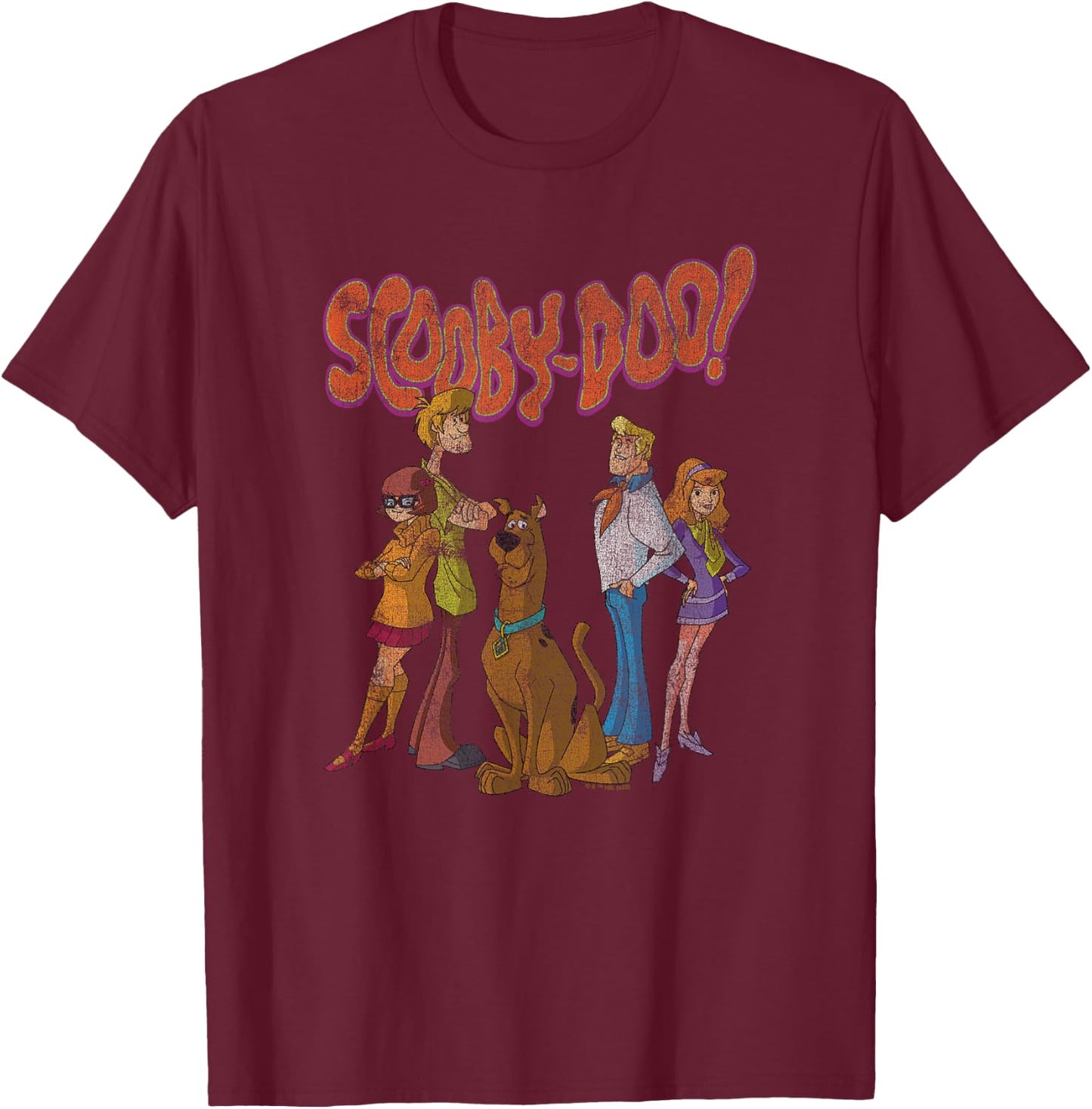 Scooby-Doo Vintage Group Poster Small T-Shirt - T-Shirt | Maroon