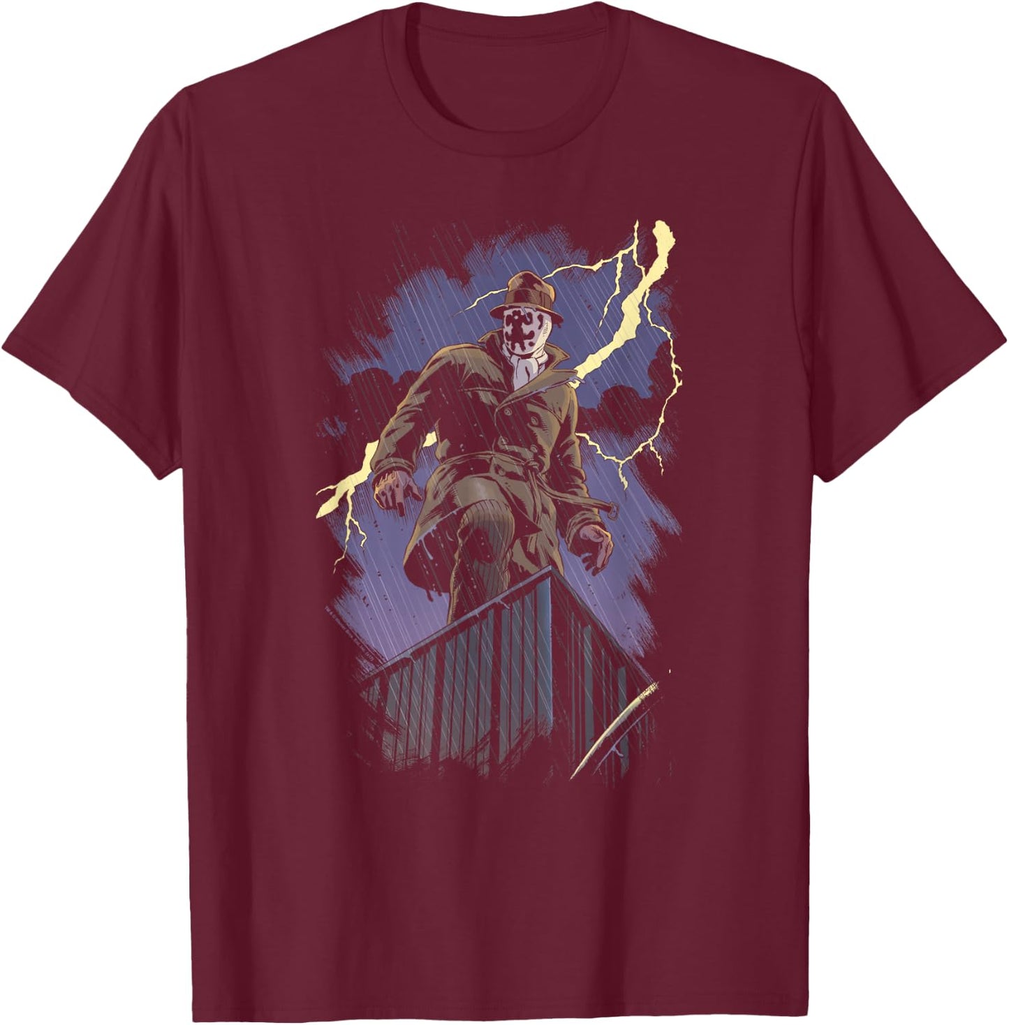 DC Comics Watchmen Rorschach Night -Adults Black Cotton Modern Cartoon T-Shirt - T-Shirt | Maroon