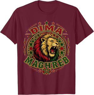Maghreb Morocco Lion Graphic Patriotic Moroccan T-Shirt - T-Shirt | Maroon