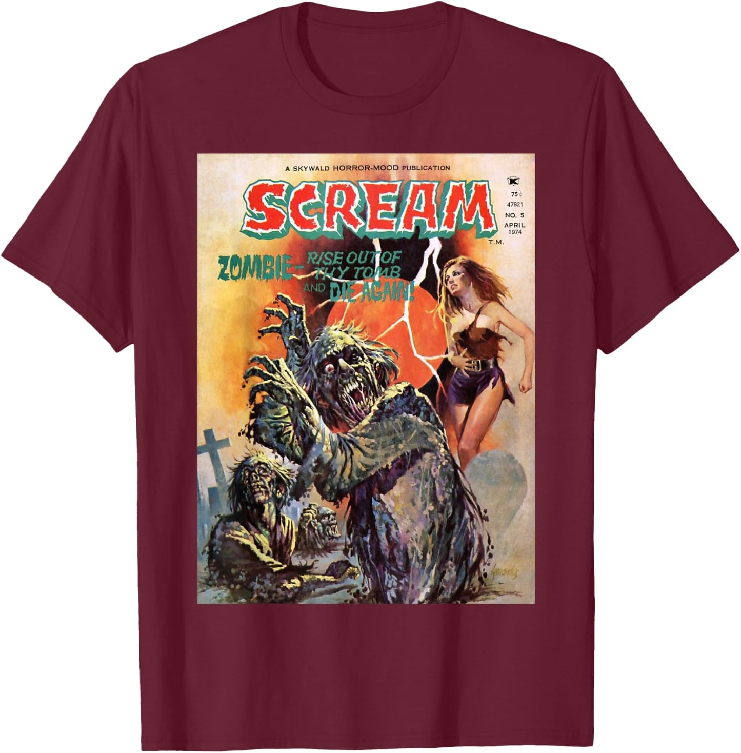 Zombie Halloween Horror Vintage Comic Book Retro Funny Scary T-Shirt - T-Shirt | Maroon