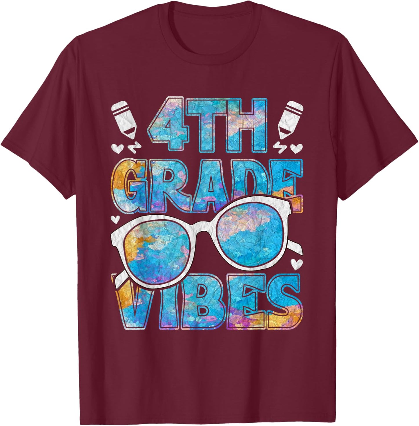 Back To School 4th Grade Vibes First Day Of School Teacher T-Shirt - T-Shirt | Maroon