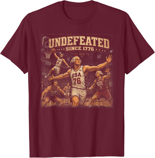 Undefeated Since 1776 George Washington Meme 4th of July T-Shirt - T-Shirt | Maroon
