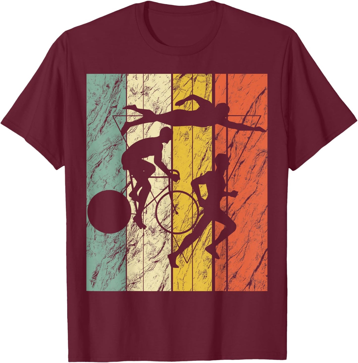 Swim Bike Run Triathlon Gear T-Shirt - T-Shirt | Maroon
