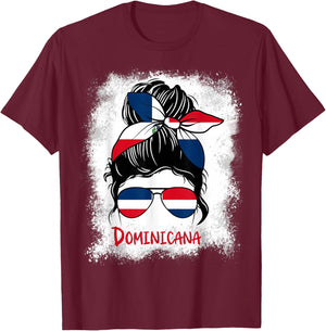 Dominicana Bleached Dominican Republic Girl Woman Small T-Shirt - T-Shirt | Maroon