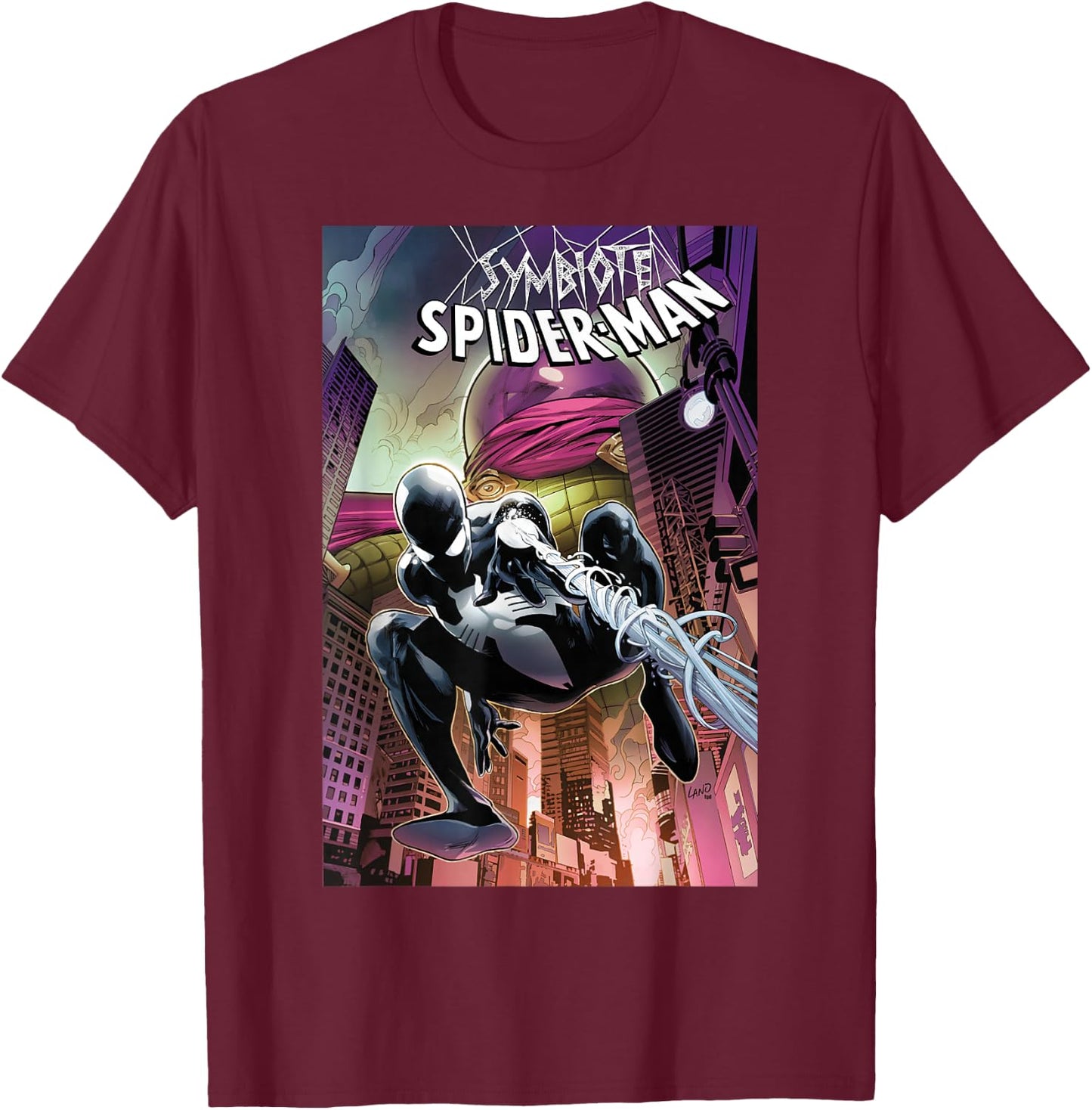 Marvel Symbiote Spider-Man Versus Mysterio Comic Book Cover Small T-Shirt - T-Shirt | Maroon