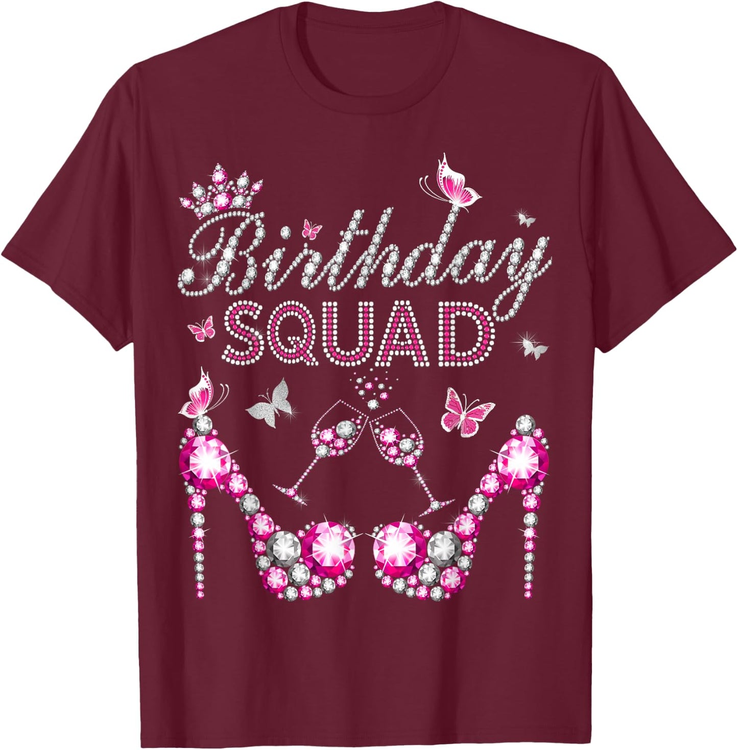 Entourage Birthday Squad Girls' Crown Heels (NO Stones) T-Shirt - T-Shirt | Maroon