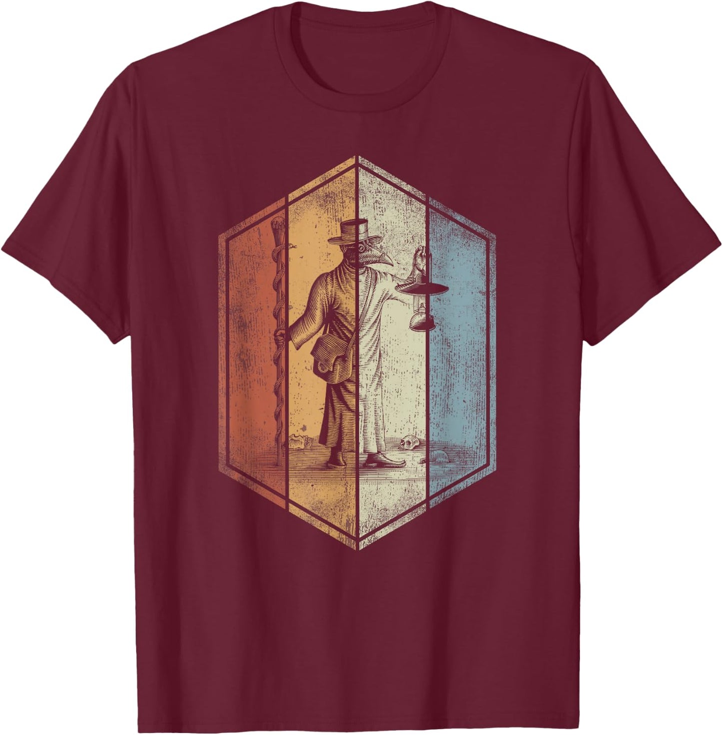 Plague Doctor Retro Vintage Style T-Shirt - T-Shirt | Maroon