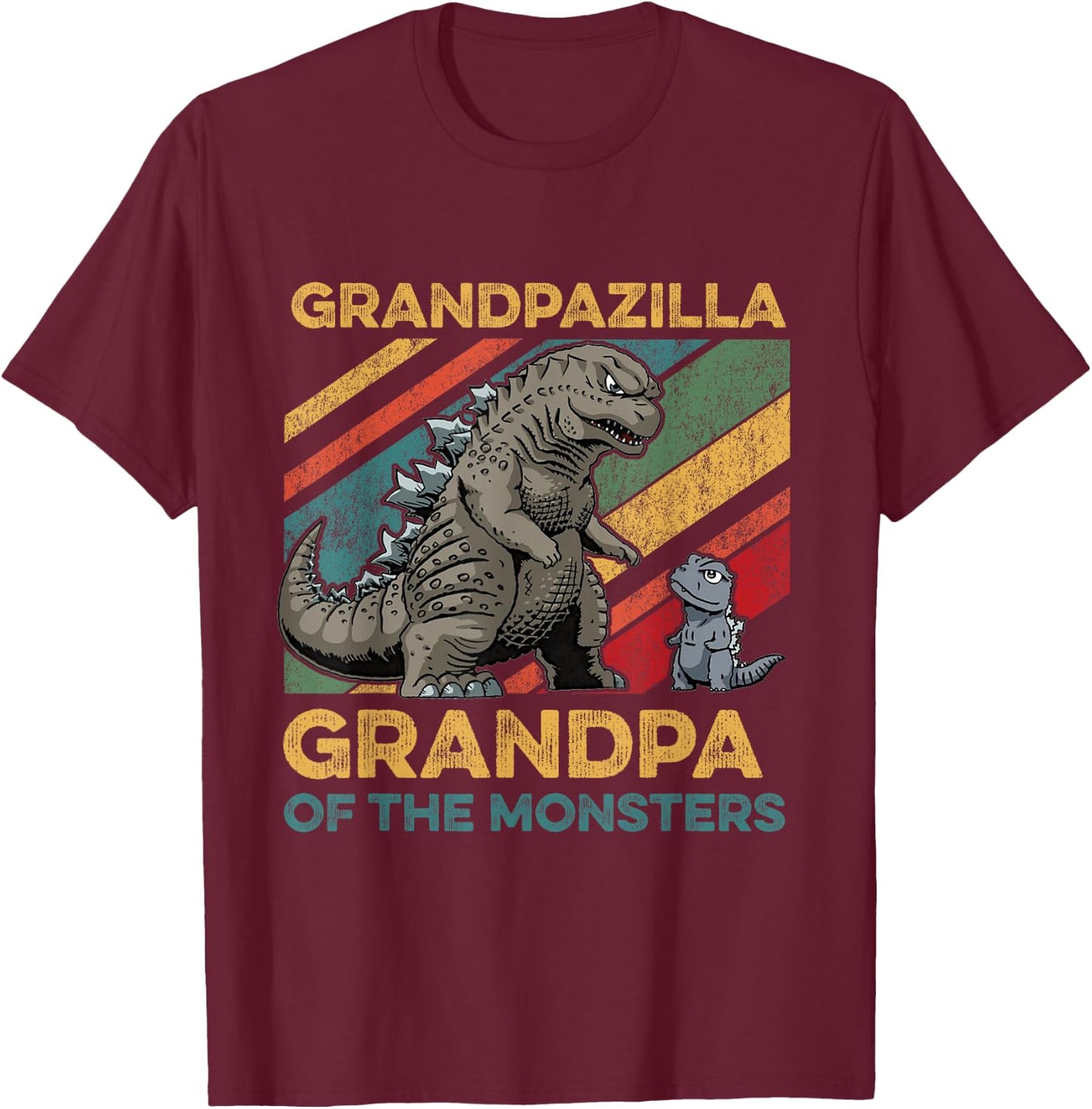 Grandpazilla Grandpa Of Monsters Halloween Christmas Family T-Shirt - T-Shirt | Maroon