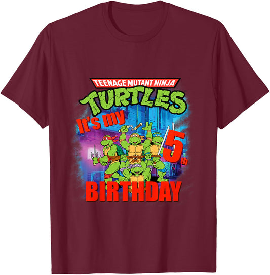 Mademark x Teenage Mutant Ninja Turtles - Original Teenage Mutant Ninja Turtles fifth Birthday 5 T-Shirt - T-Shirt | Maroon