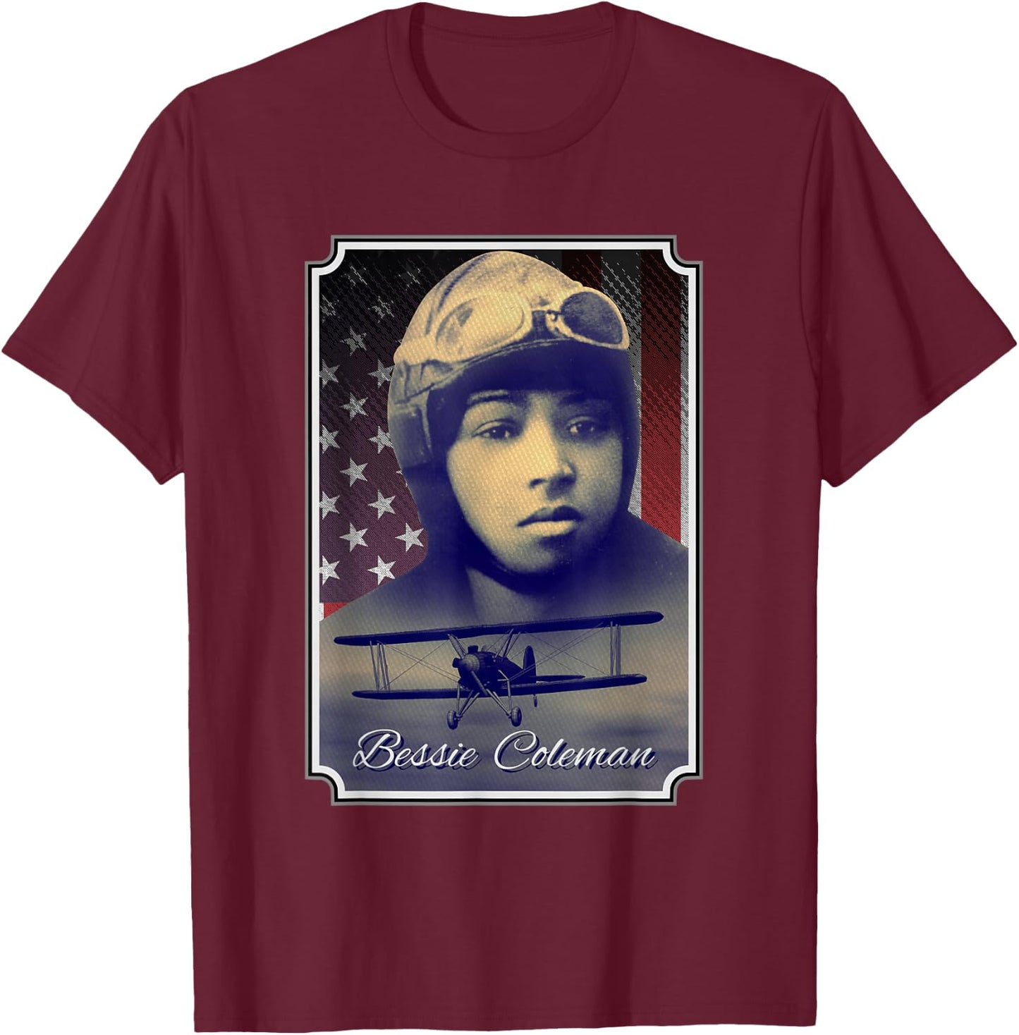 Bessie Coleman Aviation Pioneer Historic Black Pilot T-Shirt - T-Shirt | Maroon