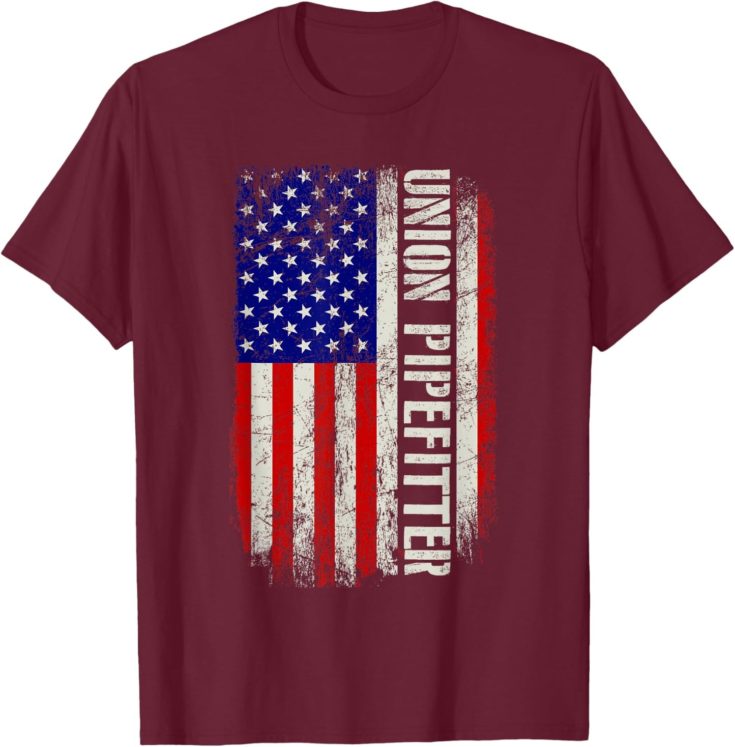 Union Pipefitter - Plumber Plumbing USA Flag Pipe Fitter T-Shirt - T-Shirt | Maroon