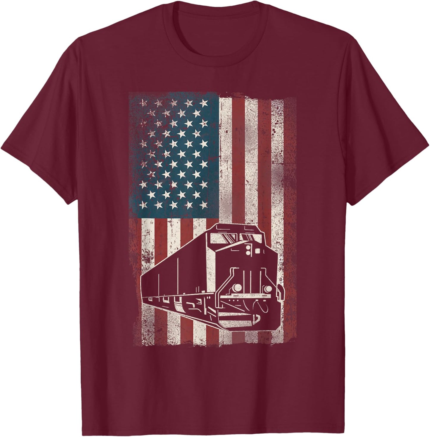 Freight Diesel Train Driver Trainspotting Locomotive T-Shirt - T-Shirt | Maroon
