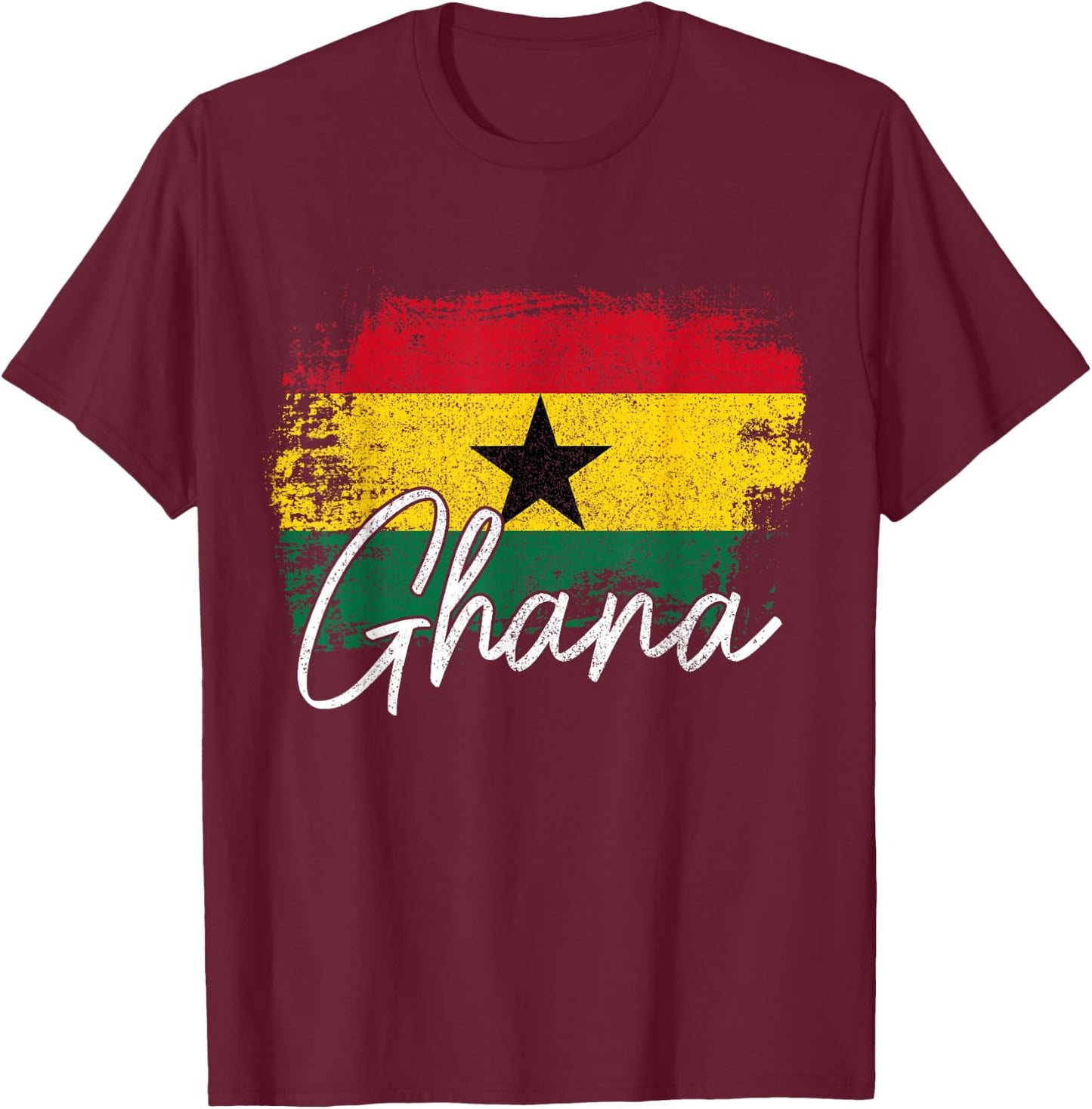We Love Ghana Ghana Vintage Flag Ghanaian Pride Roots Africa T-Shirt - T-Shirt | Maroon