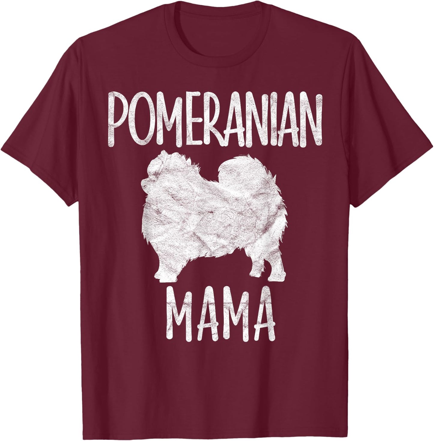 Vintage Pomeranian Mom Gift Mama Pompom Pet Dog Owner Mother T-Shirt - T-Shirt | Maroon