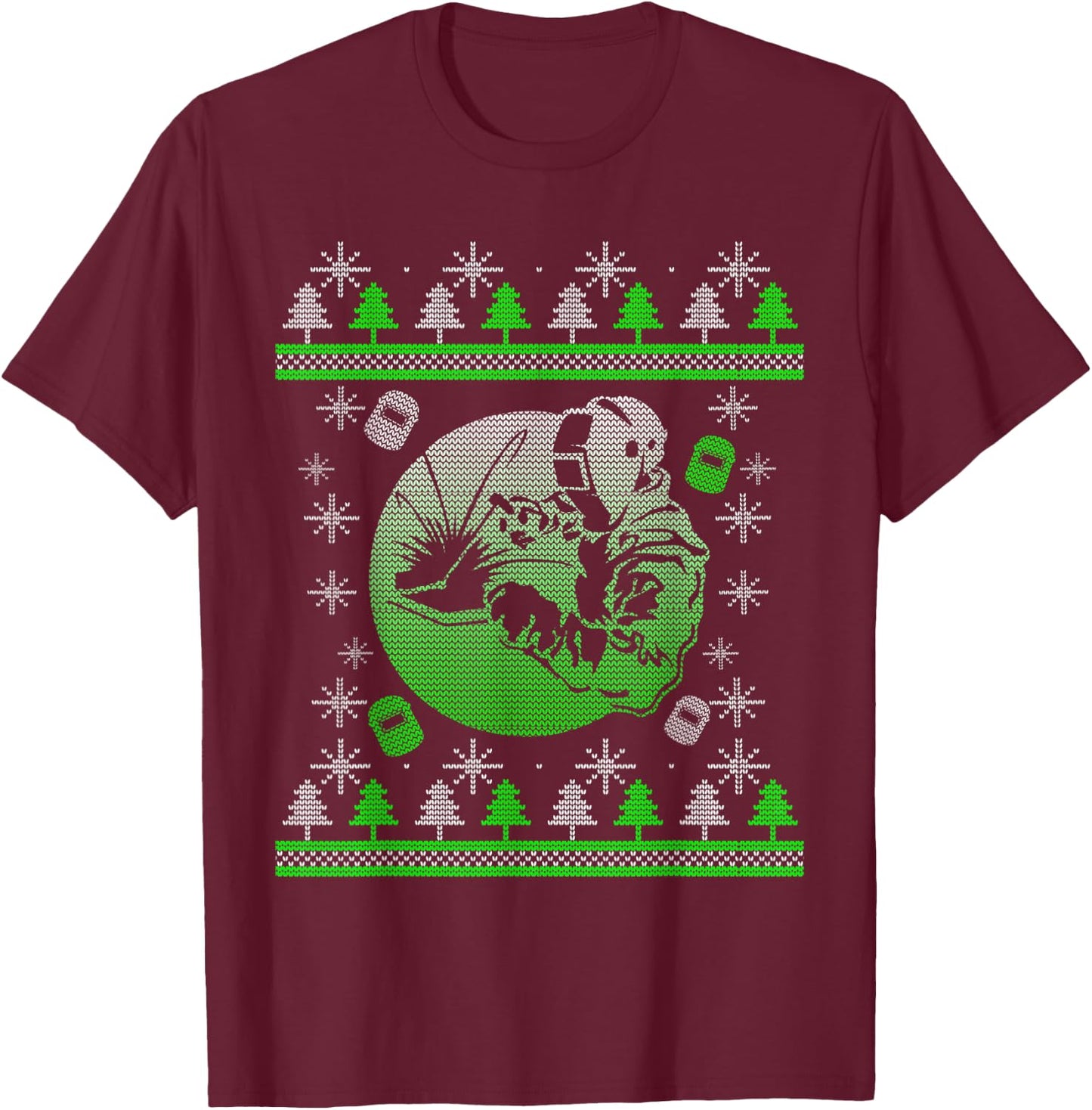 Ugly Christmas Sweater Welder Xmas Welding Gifts T-Shirt - T-Shirt | Maroon