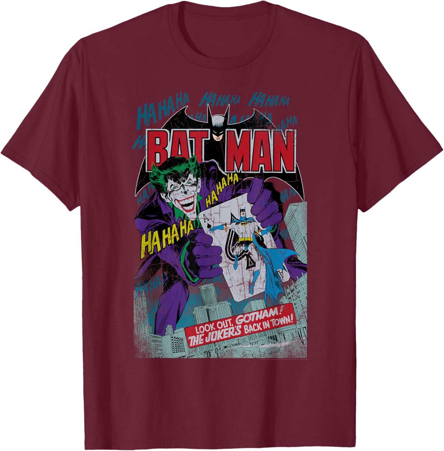 DC Comics Batman and Joker Comic Cover Small T-Shirt - T-Shirt | Maroon