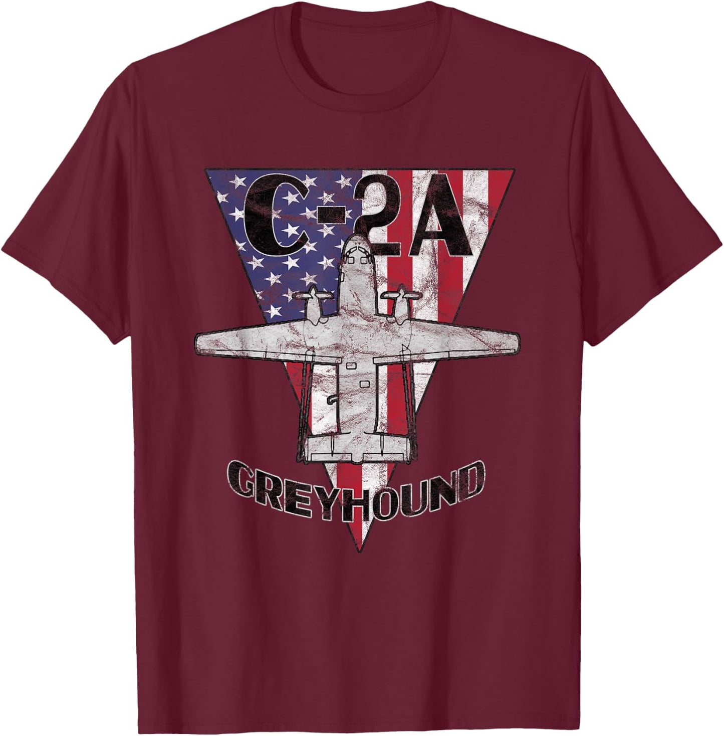 C-2A Greyhound Airplane Patriotic Airplane Vintage T-Shirt - T-Shirt | Maroon