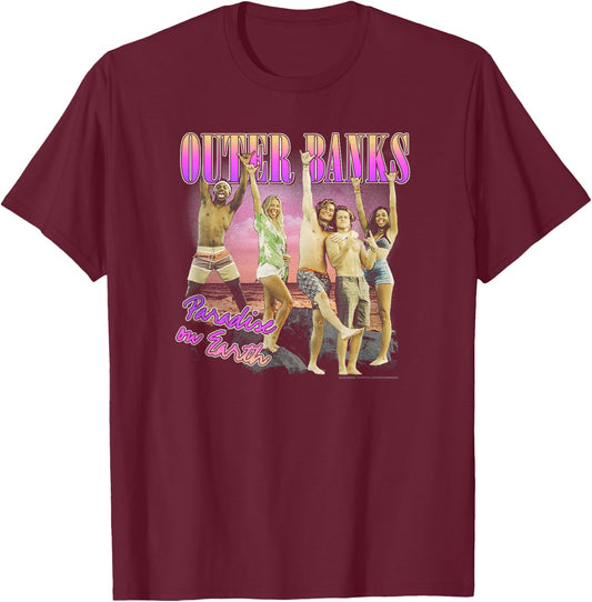 Outer Banks Group Shot Paradise On Earth T-Shirt - T-Shirt | Maroon