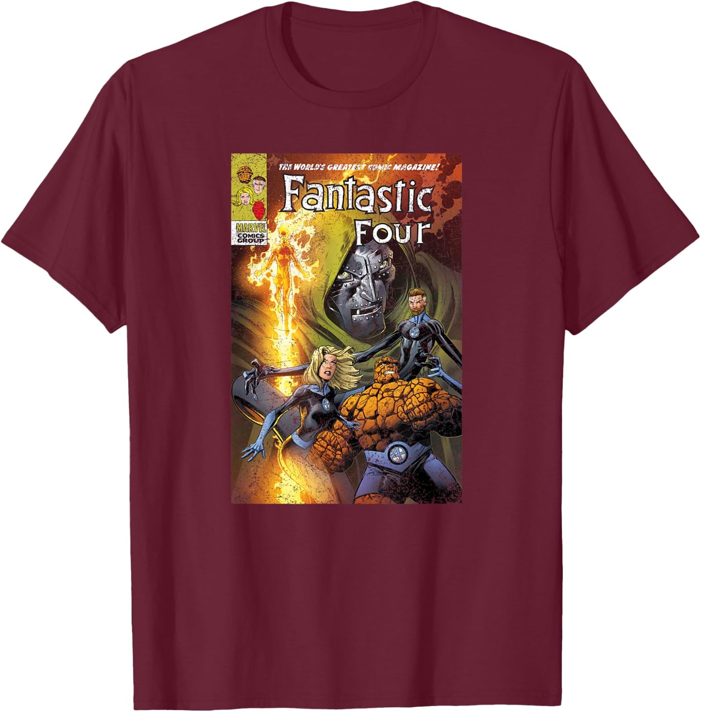Marvel Fantastic Four Comic Cover Midtown Variant T-Shirt - T-Shirt | Maroon