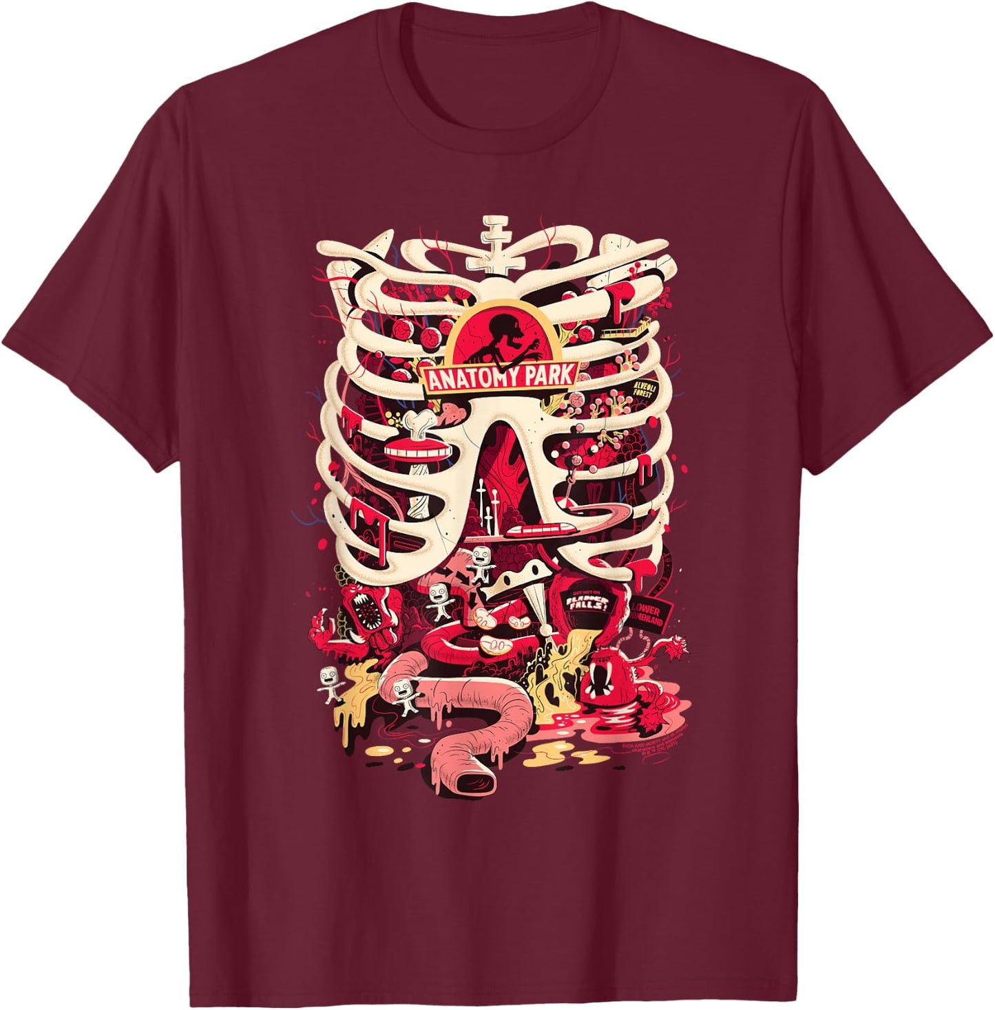 Rick and Morty Anatomy Park Logo T-Shirt - T-Shirt | Maroon
