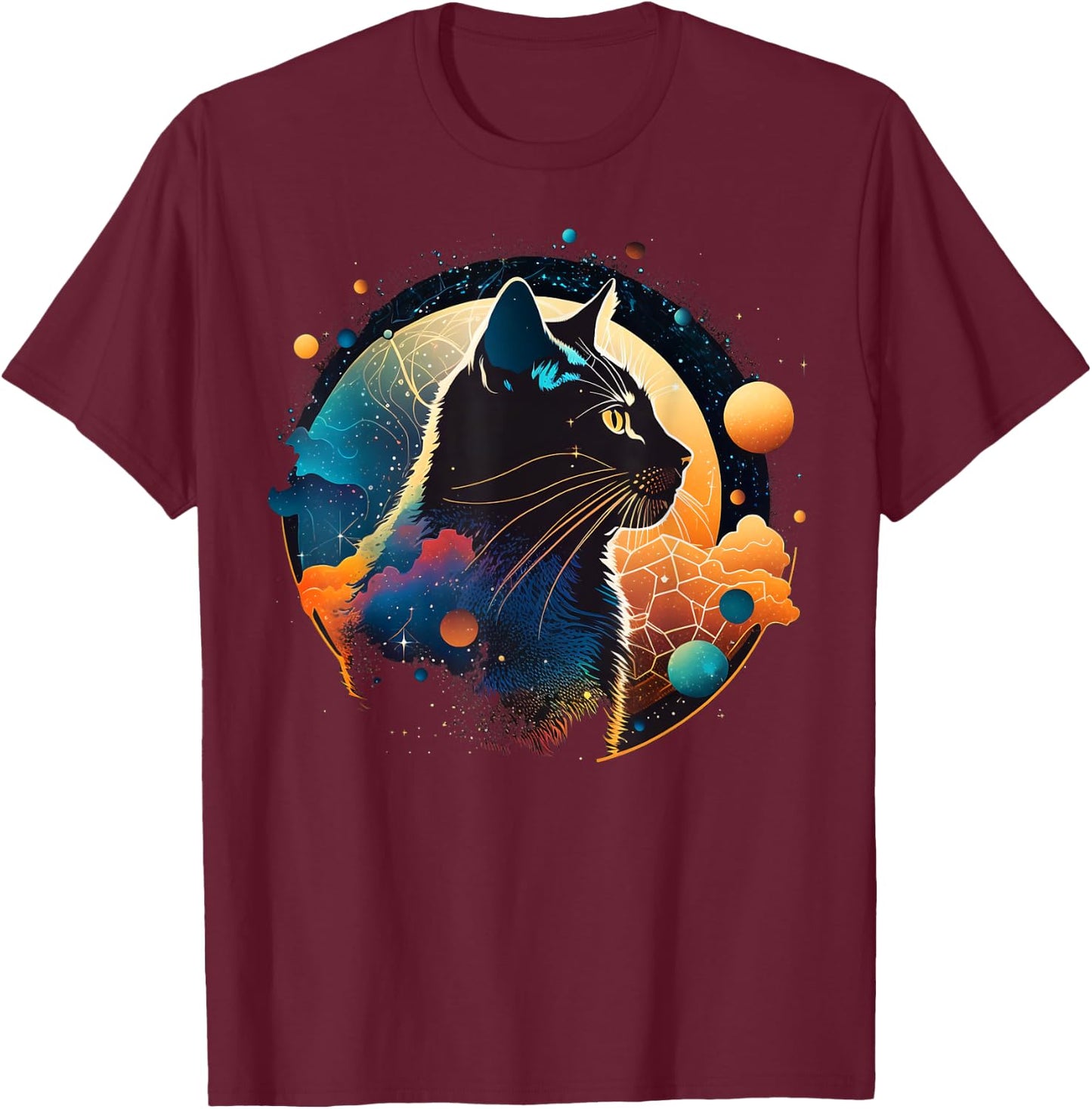 Astronaut Outer Space Kitty on Galaxy Cat Lover Women Kids T-Shirt - T-Shirt | Maroon