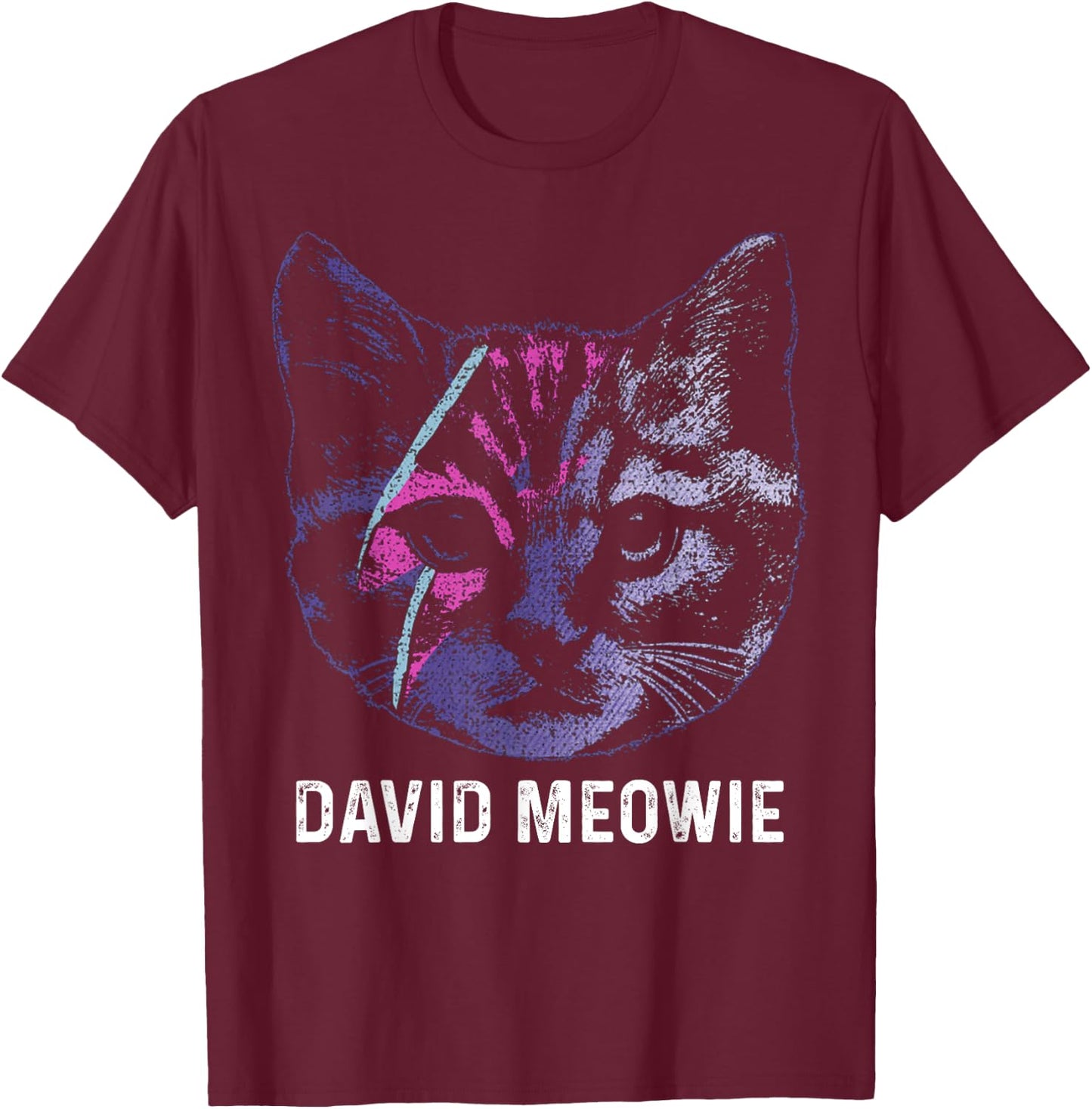 David Meowie Funny Cat Cat Lover T-Shirt - T-Shirt | Maroon