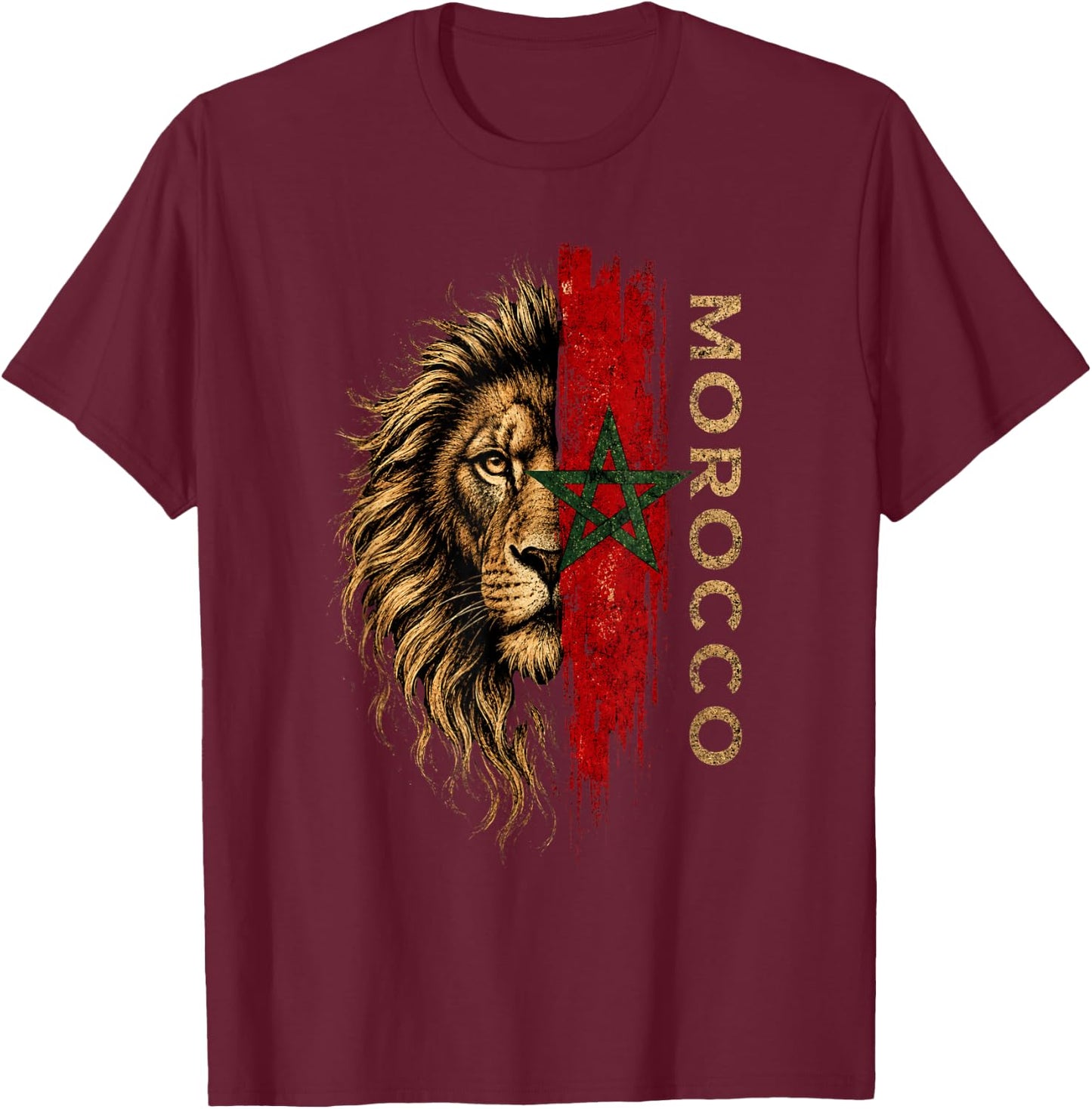 Morocco Lion Pride Vintage Patriotic Moroccan Heritage T-Shirt - T-Shirt | Maroon