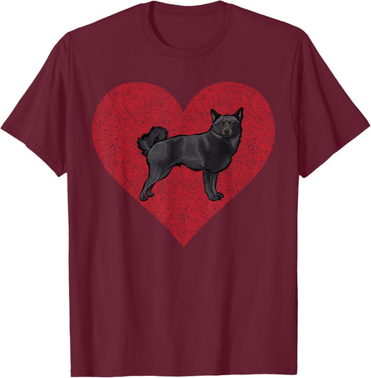 Schipperke Valentines Day Dog Love Fingerprint T-Shirt - T-Shirt | Maroon