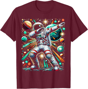 Astronaut Dabbing Space Galaxy T-Shirt - T-Shirt | Maroon