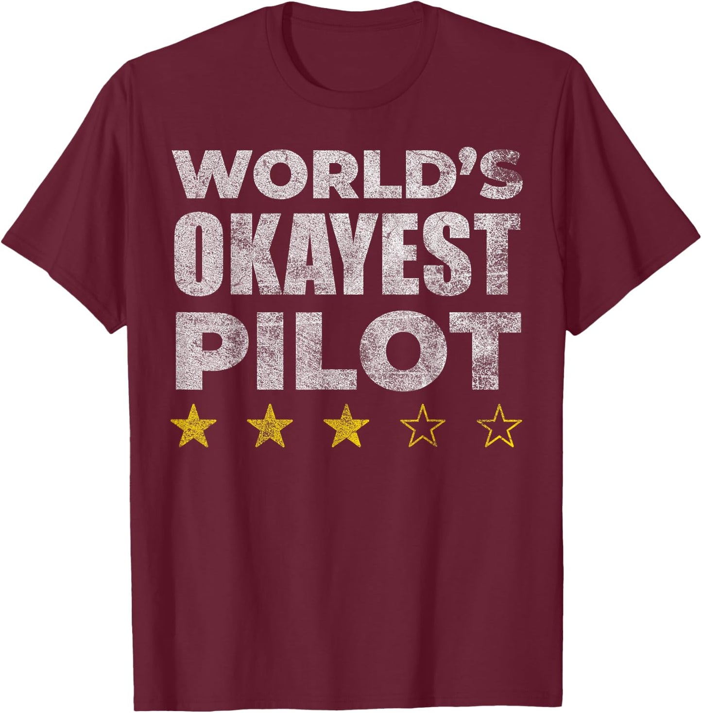 Funny Worlds Okayest Pilot - Vintage Style T-Shirt - T-Shirt | Maroon