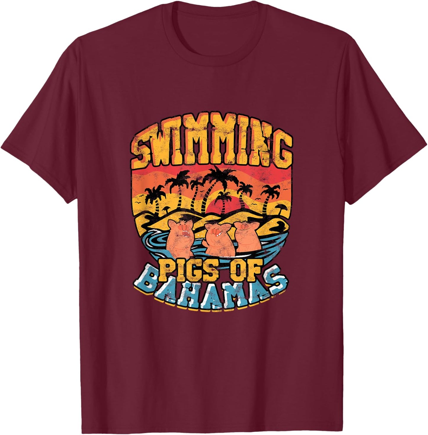 Swimming pigs of bahamas - Bahamas North Sea Beach Vacation Women T-Shirt - T-Shirt | Maroon