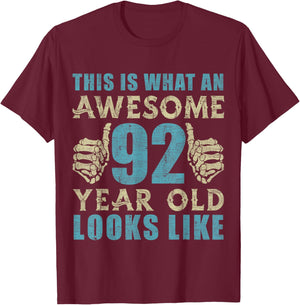 Vintage 1929 92nd Birthday Gift 92 Year Old T-Shirt - T-Shirt | Maroon