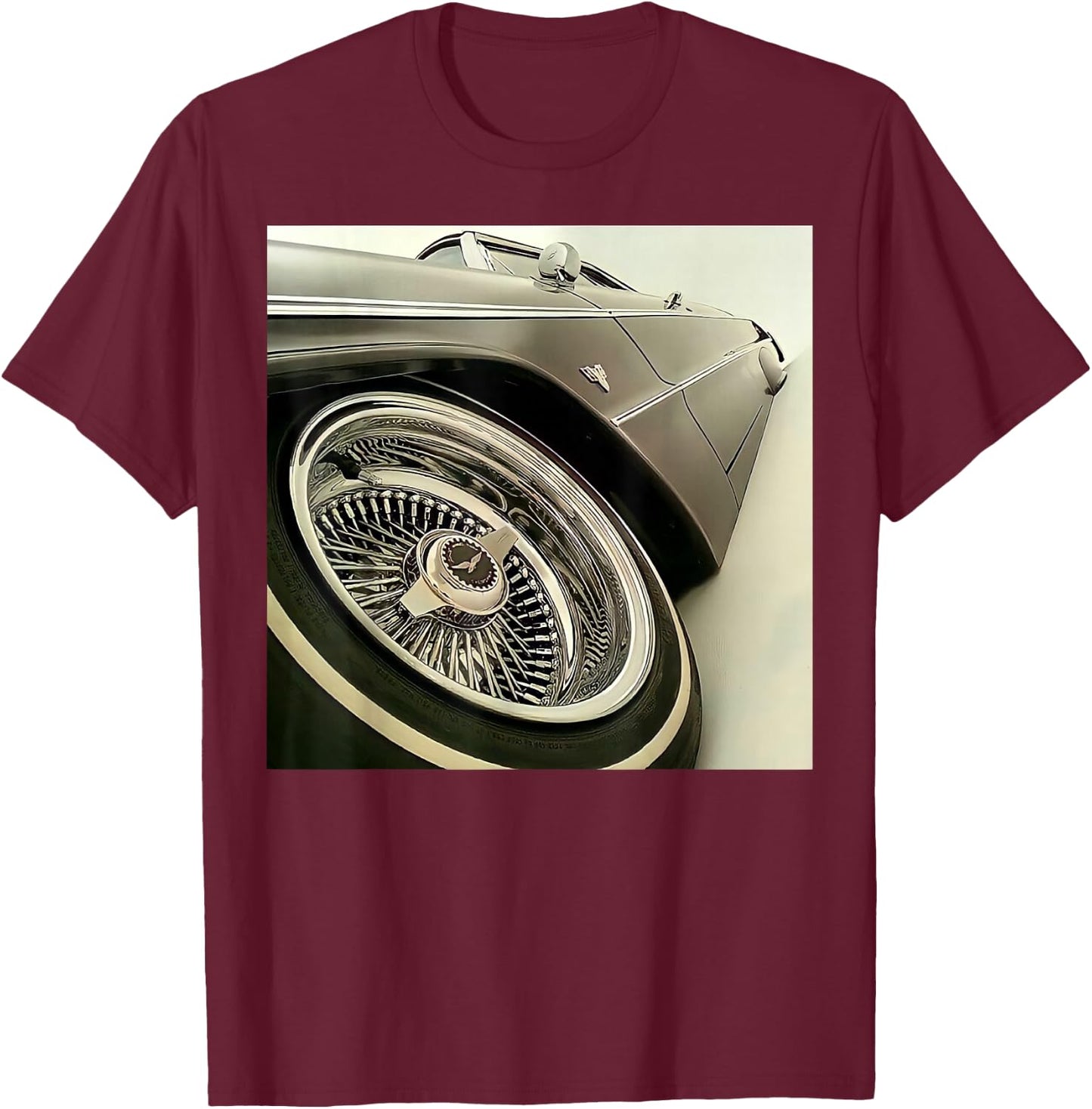 Lowrider Black and White T-Shirt - T-Shirt | Maroon