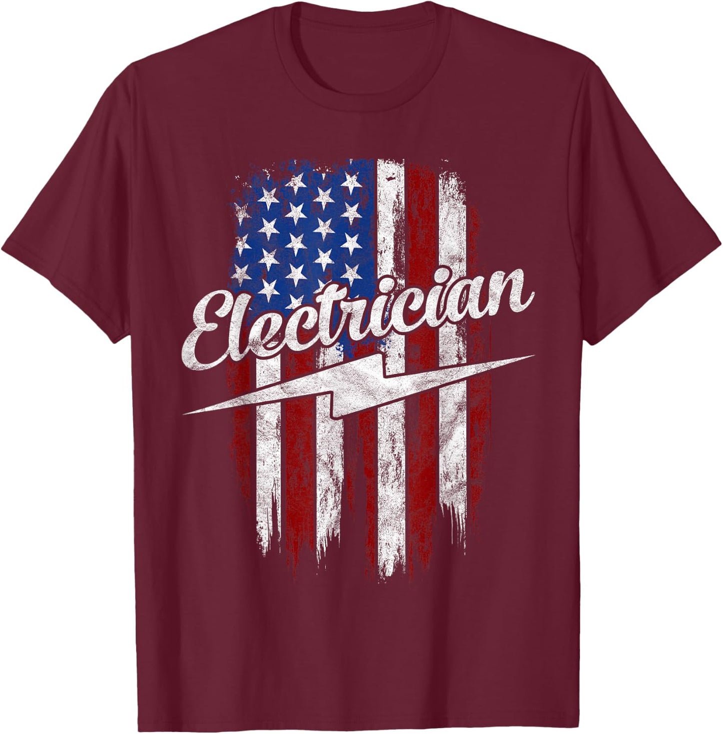 Electrician American Flag Electrical Gift Usa Patriot T-Shirt - T-Shirt | Maroon