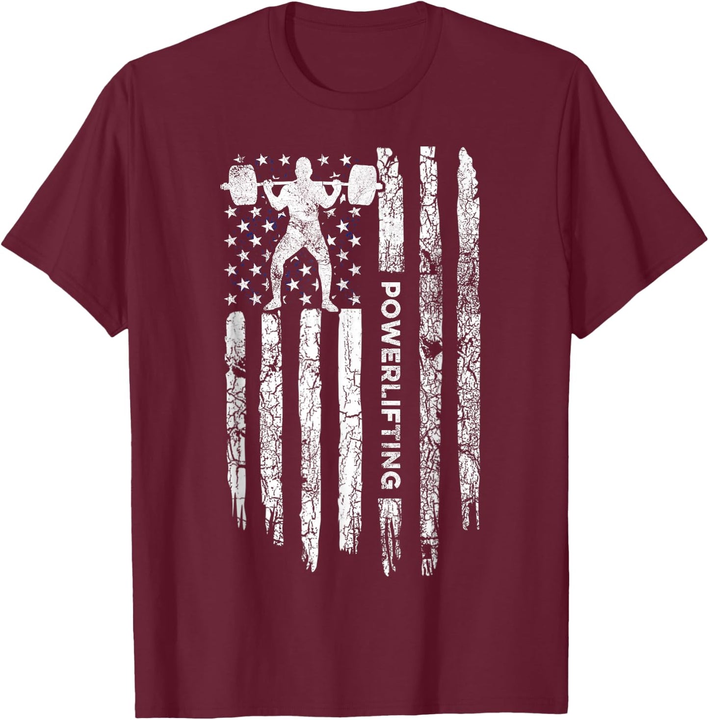 Patriotic Power Lifter Gym Funny American Flag Powerlifting T-Shirt - T-Shirt | Maroon