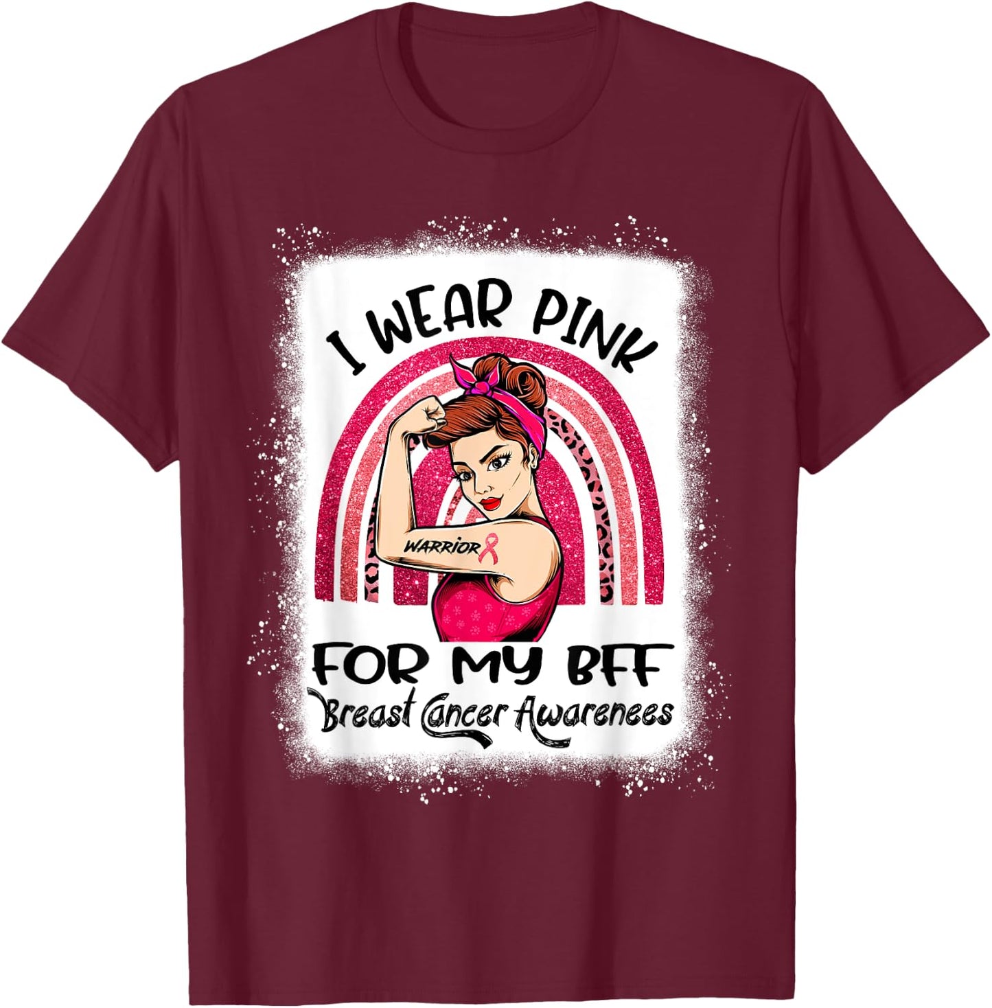 I Wear Pink For My Best Friend BFF Breast Cancer Awareness T-Shirt - T-Shirt | Maroon