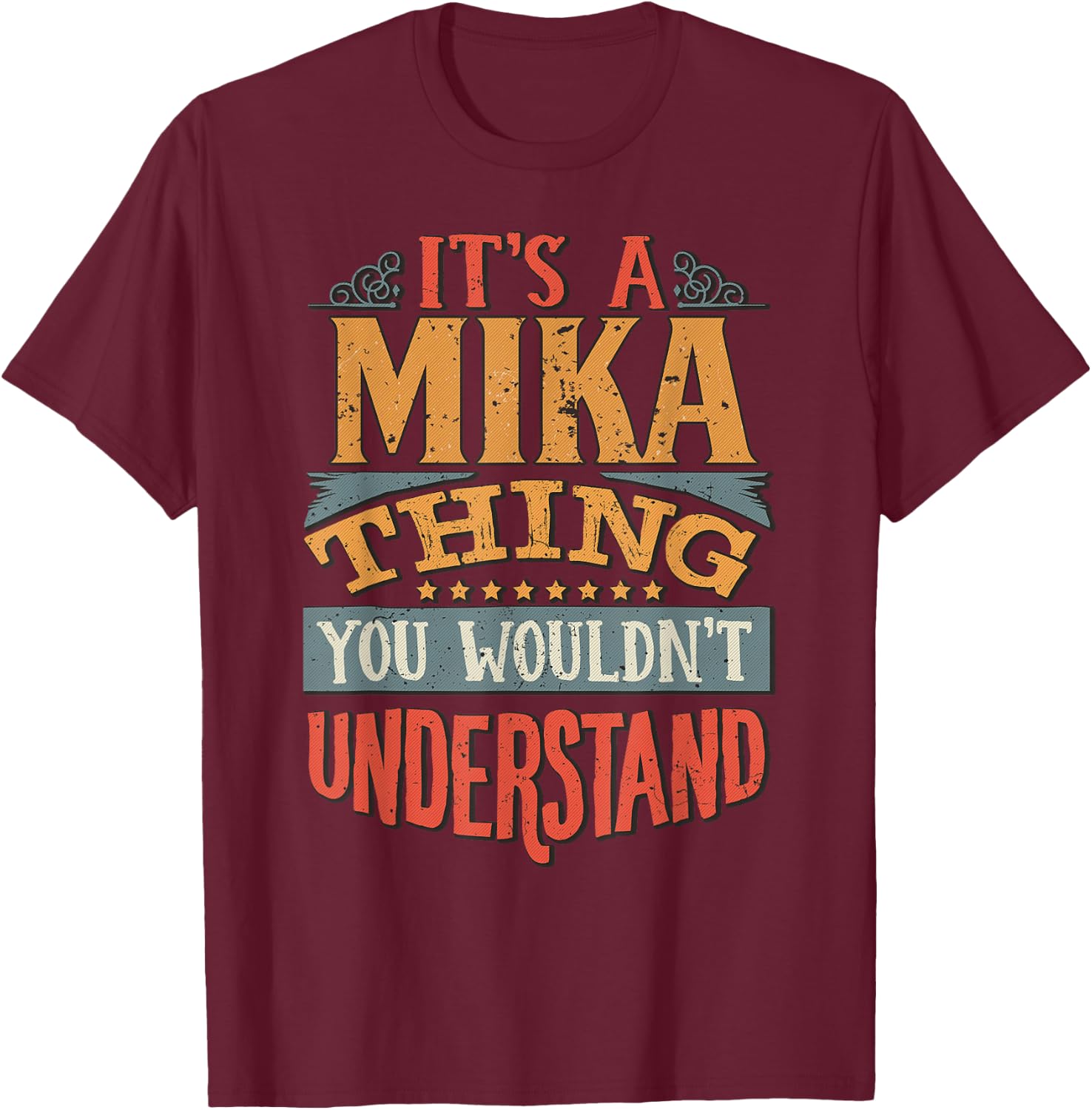 Mika Name T-Shirt - T-Shirt | Maroon