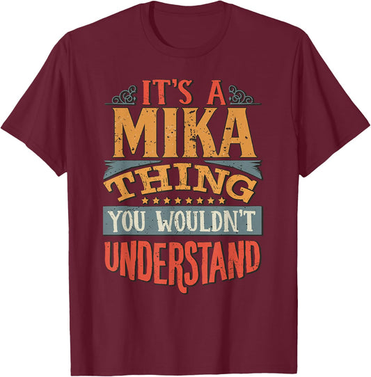 Mika Name T-Shirt - T-Shirt | Maroon