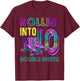 10 Years Old Birthday Girl Rolling Into 10th Double Digits T-Shirt - T-Shirt | Maroon